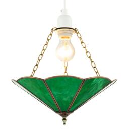 Rackhams Green Toned Chic Tiffany Glass Easy Fit Pendant Shade with Chains - thumbnail 2