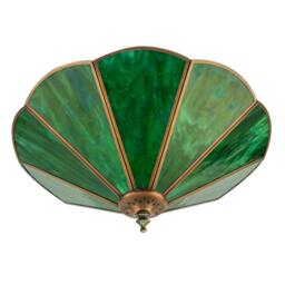 Rackhams Green Toned Chic Tiffany Glass Easy Fit Pendant Shade with Chains - thumbnail 5