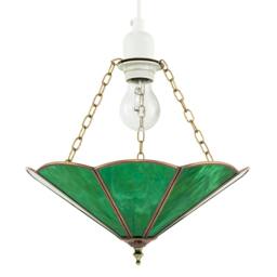 Rackhams Green Toned Chic Tiffany Glass Easy Fit Pendant Shade with Chains - thumbnail 1