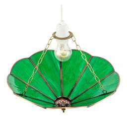 Rackhams Green Toned Chic Tiffany Glass Easy Fit Pendant Shade with Chains - thumbnail 3