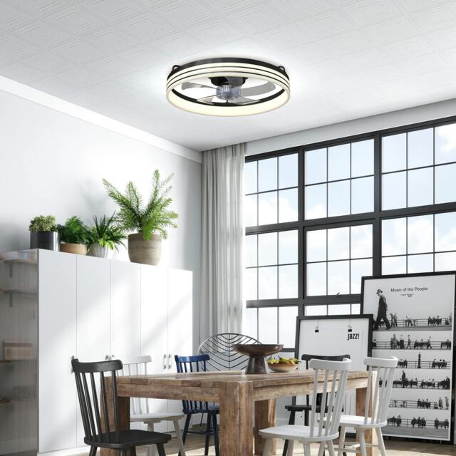 Rackhams Ceiling Fan with Light and & App Control, 6 Speed, 50 cm - Black - image 1