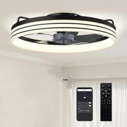 Rackhams Ceiling Fan with Light and & App Control, 6 Speed, 50 cm - Black - thumbnail 2