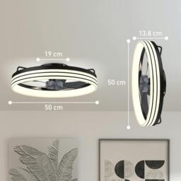 Rackhams Ceiling Fan with Light and & App Control, 6 Speed, 50 cm - Black - thumbnail 3