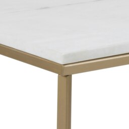 Rackhams Alisma Coffee Table with White Marble Effect Top - 1 - Base Steel Brass Liquid Coated - Whte - thumbnail 4