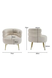 Rackhams Beige Curved Upholstered Single Sofa Accent Chair - Beige - thumbnail 6