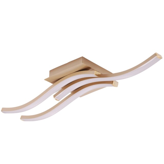 Rackhams Modern Triple Wavy Strip Flush LED Ceiling Light Fixture in Matte Gold Sand - image 1