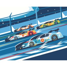 Rackhams Sports Cars Wall Mural - Blue - Medium - W300cm x H240cm - thumbnail 2