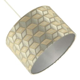 Rackhams Contemporary Jacquard Drum Lamp Shade with Gold and Silver Diamonds - thumbnail 3