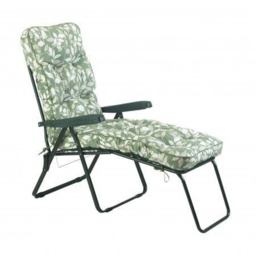 Rackhams Deluxe Garden Lounger - Multi-Pattern Reclining Sun Lounger - Sandbanks Blue (Black Frame) - 118cm x 58cm x 118cm - thumbnail 5