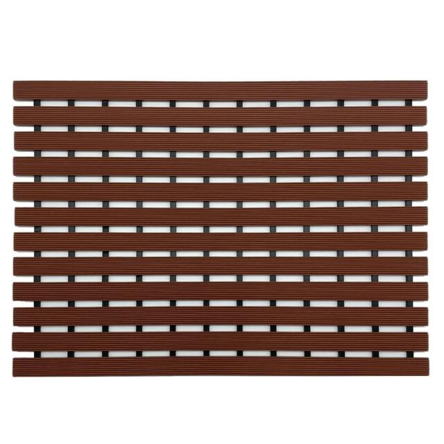 Rackhams Non-Slip PVC Duckboard Shower Mat - 61cm x 43cm - Brown - image 1