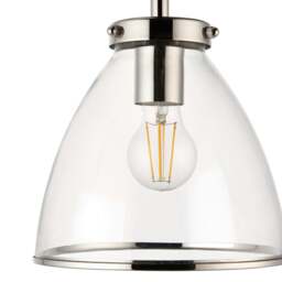 Rackhams Brunswick Satin Nickel and Clear Glass Semi-Flush Ceiling Light - thumbnail 6