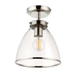 Rackhams Brunswick Satin Nickel and Clear Glass Semi-Flush Ceiling Light - thumbnail 4