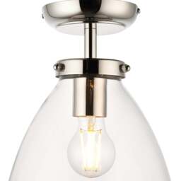 Rackhams Brunswick Satin Nickel and Clear Glass Semi-Flush Ceiling Light - thumbnail 5