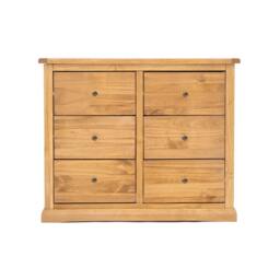Rackhams Lucca 6 Drawer Chest of Drawers Brass Knob - Light Brown