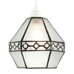 Rackhams Industrial Style Pendant Light Shade with Frosted Glass and Clear Gems - thumbnail 5