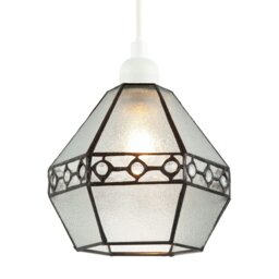 Rackhams Industrial Style Pendant Light Shade with Frosted Glass and Clear Gems