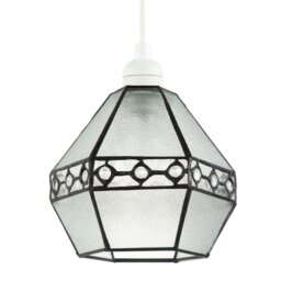 Rackhams Industrial Style Pendant Light Shade with Frosted Glass and Clear Gems - thumbnail 2