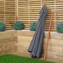 Rackhams 2.7m Outdoor Wooden Garden Parasol Sun Shade with Carry Bag in Grey - thumbnail 4