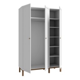 Rackhams Wensley 3 Door Wardrobe in Light Grey and Oak - Grey & Oak - Malemine - 1 - thumbnail 3