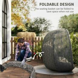 Rackhams Outdoor Double Hanging Chair with Cushion and Cup Holders, Sand Brown - thumbnail 4