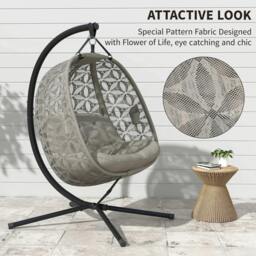 Rackhams Outdoor Double Hanging Chair with Cushion and Cup Holders, Sand Brown - thumbnail 3