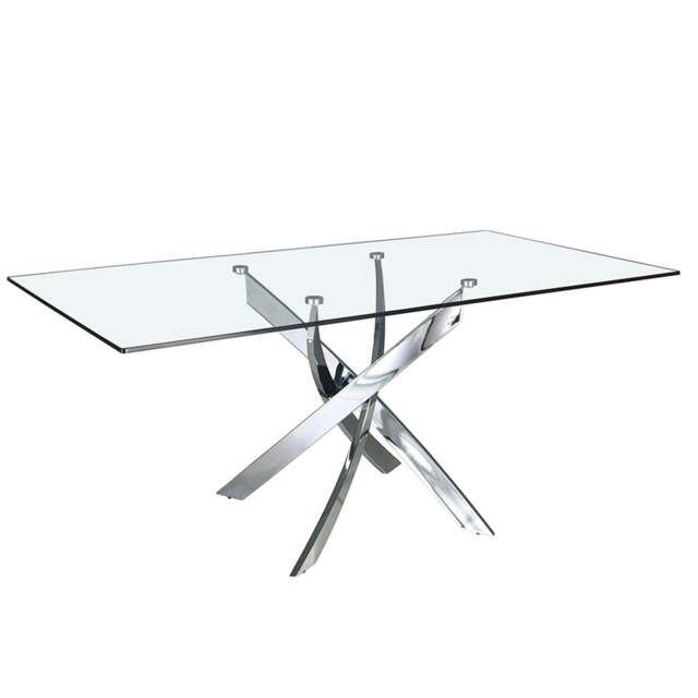 Rackhams Rectangular tempered glass and chrome-plated steel dining table 1061 - 150 x 95 x 75 - image 1