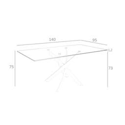 Rackhams Rectangular tempered glass and chrome-plated steel dining table 1061 - 150 x 95 x 75 - thumbnail 3