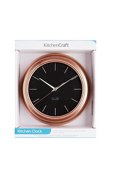Rackhams Copper Effect Clock - Assorted - Plastic - Clock
