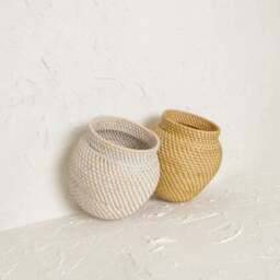 Rackhams Woven Rattan Flower Vase in white wash and natural - Natural - thumbnail 2