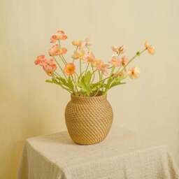 Rackhams Woven Rattan Flower Vase in white wash and natural - Natural - thumbnail 1