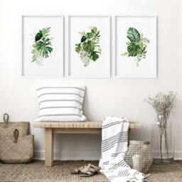Rackhams Botanical prints - set of 3 wall art prints - 12 x 16 inches / 30.5 x 40.65 cm - Polyester Canvas 260 gsm - Canvas wrapped - thumbnail 2