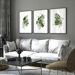 Rackhams Botanical prints - set of 3 wall art prints - 12 x 16 inches / 30.5 x 40.65 cm - Polyester Canvas 260 gsm - Canvas wrapped - thumbnail 3