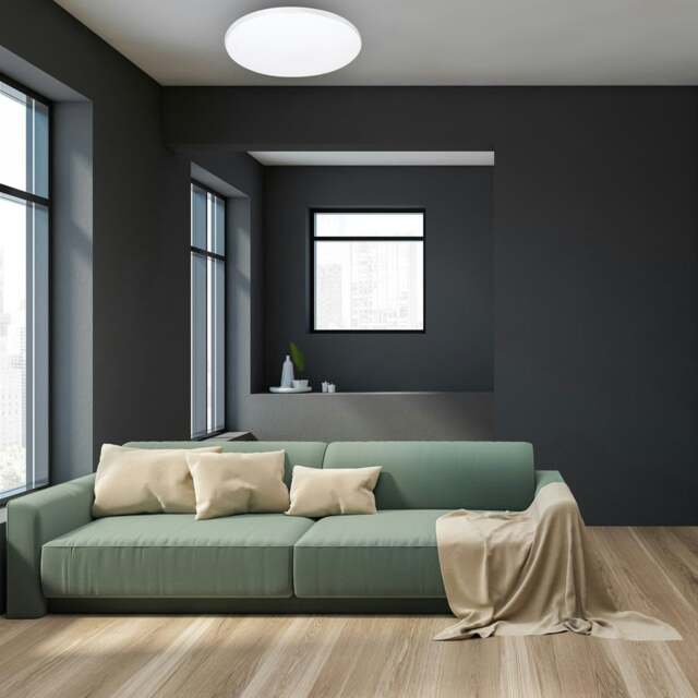 Rackhams Ceiling Lamp Siena 72W LED 550 mm Stylish White And Chrome Circular Design Dimmable Including Remote Control - image 1