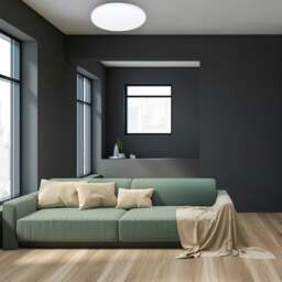 Rackhams Ceiling Lamp Siena 72W LED 550 mm Stylish White And Chrome Circular Design Dimmable Including Remote Control