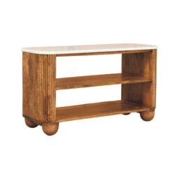 Rackhams Solid Wood Beaumont Marble Shoe Bench, 2 Shelves, Brown - thumbnail 3