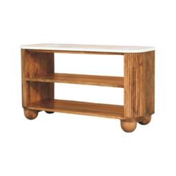 Rackhams Solid Wood Beaumont Marble Shoe Bench, 2 Shelves, Brown - thumbnail 4
