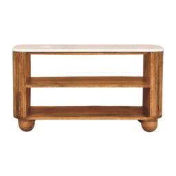 Rackhams Solid Wood Beaumont Marble Shoe Bench, 2 Shelves, Brown - thumbnail 2