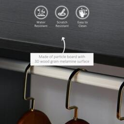 Rackhams Open Wardrobe on Wheels, Bedroom Wardrobe with Clothes Hanging Rail, 2 Storage Shelves, Mobile Garment Rack for Cloakroom, Hallway, Black - thumbnail 4