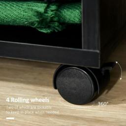 Rackhams Open Wardrobe on Wheels, Bedroom Wardrobe with Clothes Hanging Rail, 2 Storage Shelves, Mobile Garment Rack for Cloakroom, Hallway, Black - thumbnail 5