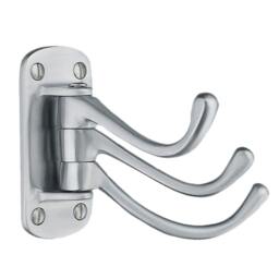 Rackhams Triple Swinging Coat Hook in Brushed Chrome, Height 80 mm