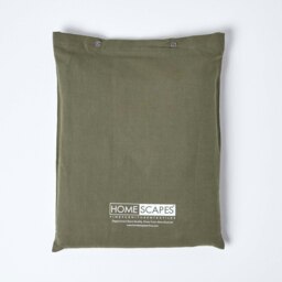 Rackhams Khaki Green European Size Linen Duvet Cover Set - 150 x 200 cm - thumbnail 5
