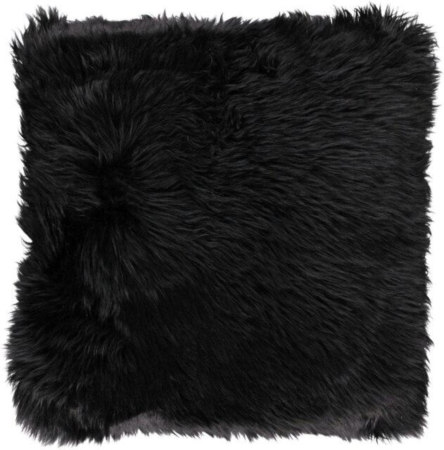 Rackhams Long-Wool Sheepskin Cushion - 35x35 cm - Black - image 1