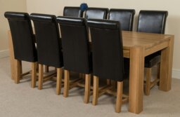 Rackhams Kuba Extra Large Oak Dining Table with Washington Leather Chairs - 8 chairs - Black - thumbnail 3