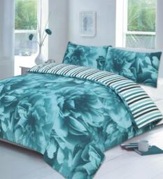 Rackhams Rose Teal Duvet Cover Set - King - thumbnail 1