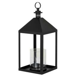 Rackhams Astral Glass Lantern Candle Holder - Black - Black - 38cm x 17cm x 17cm - 100% Mixed