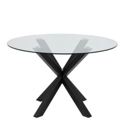 Rackhams Heaven Round Dining Table with Clear Glass Top and Black Legs - Black - No - Black - thumbnail 2