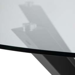 Rackhams Heaven Round Dining Table with Clear Glass Top and Black Legs - Black - No - Black - thumbnail 3