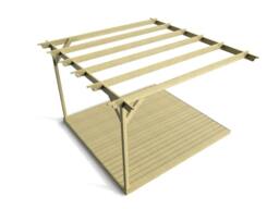 Rackhams Wall Mounted Pergola and Decking Kit Champion Design - Rustic Brown - 4.8m x 4.8m - thumbnail 4