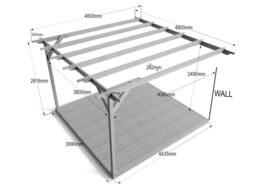 Rackhams Wall Mounted Pergola and Decking Kit Champion Design - Rustic Brown - 4.8m x 4.8m - thumbnail 1