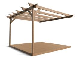 Rackhams Wall Mounted Pergola and Decking Kit Champion Design - Rustic Brown - 4.8m x 4.8m - thumbnail 6